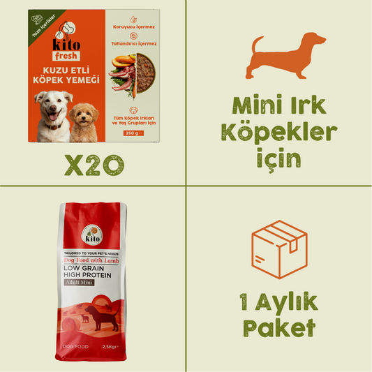 20 Adet Kito Fresh Kuzu Etli Köpek Yemeği %100 Taze İçerikli Mama + 2,5 kg  Yetişkin Mini Irk Köpek Maması