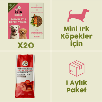 20 Adet Kito Fresh Somon Etli Köpek Yemeği %100 Taze İçerikli Mama + 2,5 kg  Yetişkin Mini Irk Köpek Maması