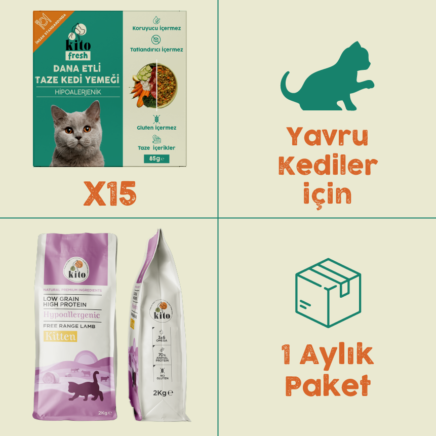 15 Pieces of Kito Fresh with Beef + 2 kg Kitten Cat Food