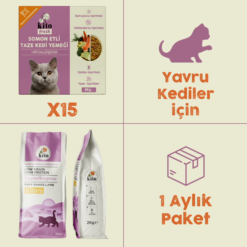 15 Adet Somonlu Kito Fresh + 2 kg Yavru Kedi Maması