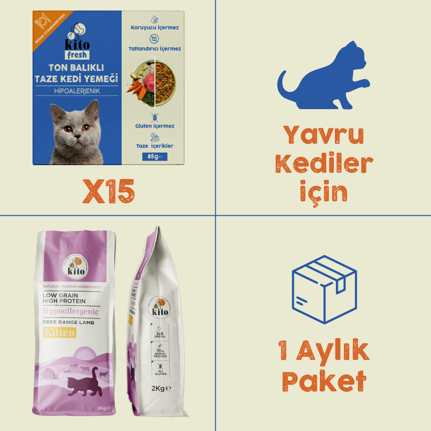 15 Pieces of Kito Fresh with Tuna + 2 kg Kitten Cat Food