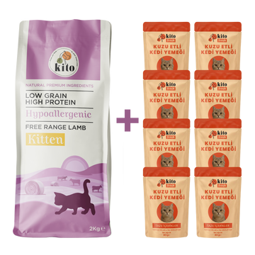 Kuzu Etli Yavru Kedi Maması 2 Kg  + 8 Adet Kito Fresh Kuzu Etli %100 Taze İçerikli Mama