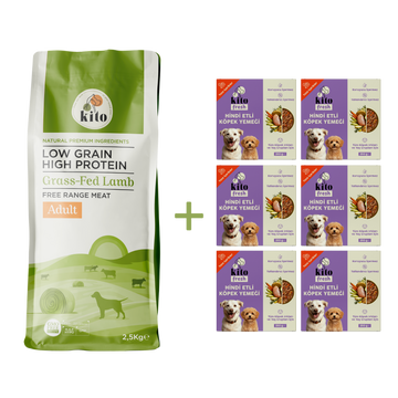 Kuzu Etli Yetişkin Köpek Maması 2,5 Kg + 6 Adet Kito Fresh Hindi Etli %100 Taze İçerikli Mama