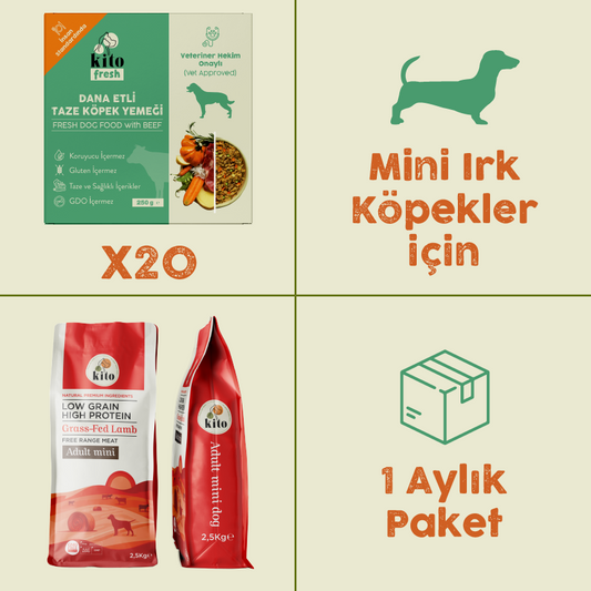 20 Adet Dana Etli Kito Fresh + 2,5 kg  Yetişkin Mini Irk Köpek Maması