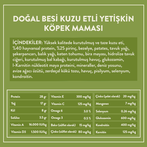 Kuzu Etli Yetişkin Köpek Maması 300g