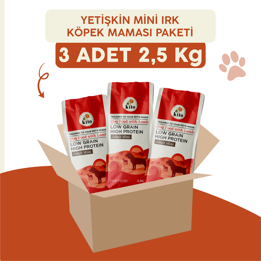 3 adet 2,5 kg adult mini köpek maması