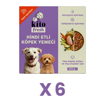 6 Adet Kito Fresh Hindi Etli Köpek Yemeği %100 Taze İçerikli Mama (1,5 KG)