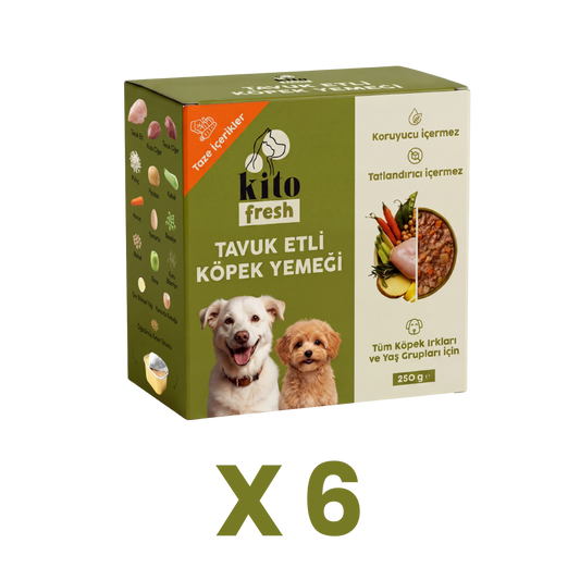 6 Adet Kito Fresh Tavuk Etli Köpek Yemeği %100 Taze İçerikli Mama (1,5 KG)
