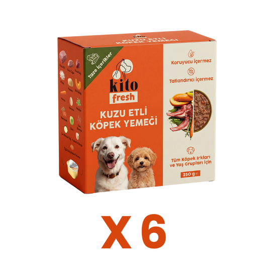 6 Adet Kito Fresh Kuzu Etli Köpek Yemeği %100 Taze İçerikli Mama (1,5 KG)