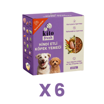 6 Adet Kito Fresh Hindi Etli Köpek Yemeği %100 Taze İçerikli Mama (1,5 KG)
