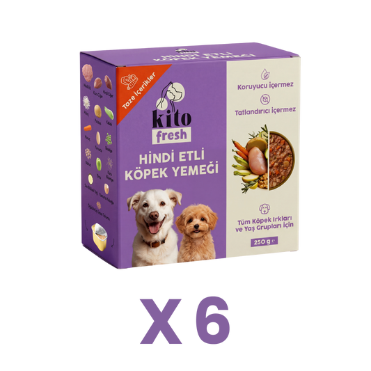 6 Adet Kito Fresh Hindi Etli Köpek Yemeği %100 Taze İçerikli Mama (1,5 KG)