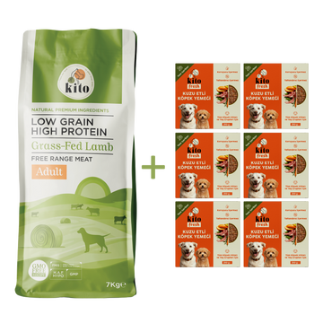 Kuzu Etli Yetişkin Köpek Maması 7 Kg + 6 Adet Kito Fresh Kuzu Etli %100 Taze İçerikli Mama