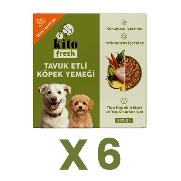 6 Adet Kito Fresh Tavuk Etli Köpek Yemeği %100 Taze İçerikli Mama (1,5 KG)