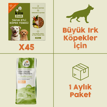 45 Adet Kito Fresh Tavuk Etli Köpek Yemeği %100 Taze İçerikli Mama+ 15 kg Yetişkin Köpek Maması
