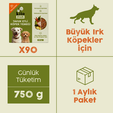 Tavuk Etli Kito Fresh x90 (Büyük Irk Köpekler için Aylık Kito Fresh Paketi)