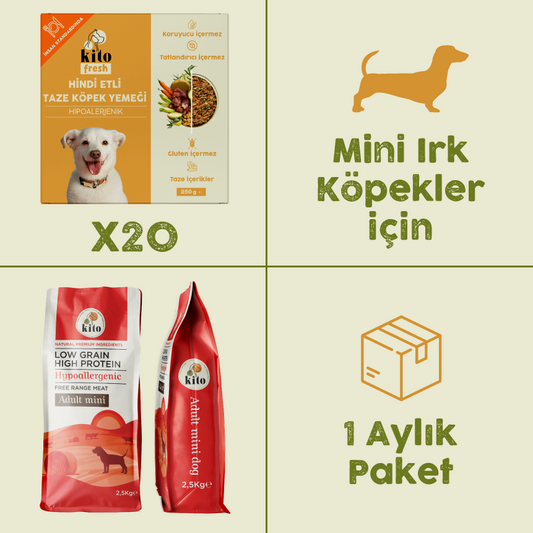 20 Adet Kito Fresh Hindi Etli Köpek Yemeği %100 Taze İçerikli Mama + 2,5 kg  Yetişkin Mini Irk Köpek Maması