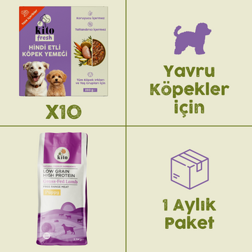 10 Adet Kito Fresh Hindi Etli Köpek Yemeği %100 Taze İçerikli Mama + 2,5 kg Yavru Köpek Maması
