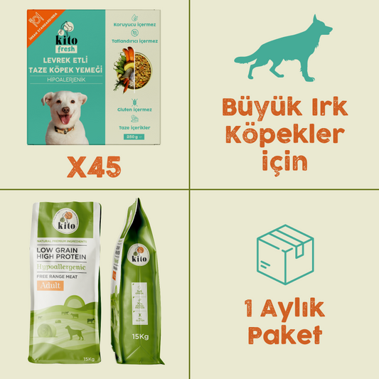 45 Adet Levrek Etli Kito Fresh + 15 kg Yetişkin Köpek Maması