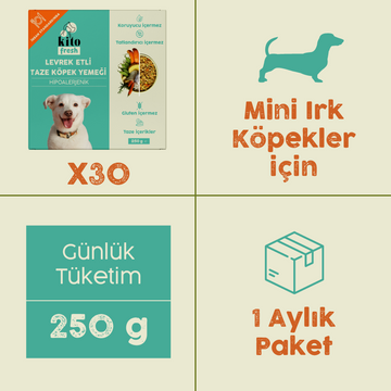 Levrek Etli Kito Fresh x30 (Mini Irk Köpekler için Aylık Kito Fresh Paketi)