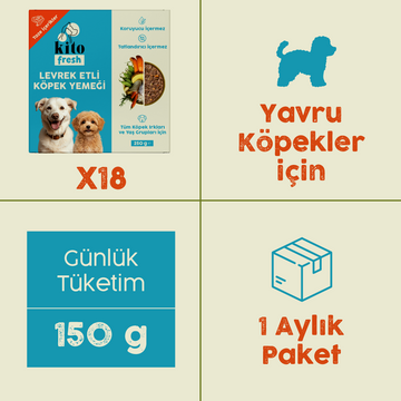 Levrek Etli Kito Fresh x18 (Yavru Köpekler için Aylık Kito Fresh Paketi)