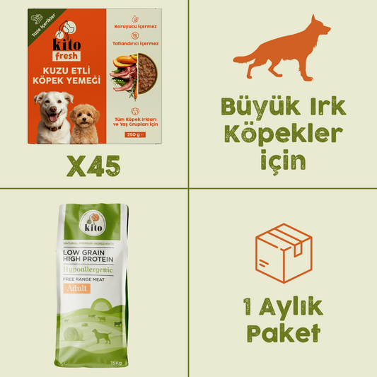 45 Adet Kito Fresh Kuzu Etli Köpek Yemeği %100 Taze İçerikli Mama+ 15 kg Yetişkin Köpek Maması