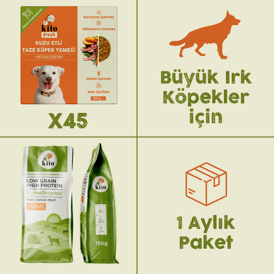 45 Piece Kito Fresh Dog Food with Lamb + Adult Dog Food with Grass-Fed Lamb 15 kg