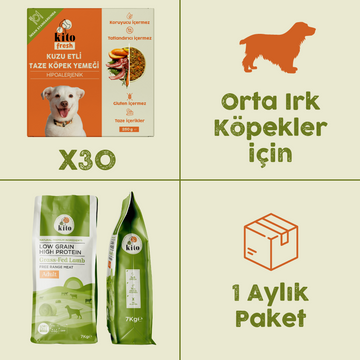30 Adet Kito Fresh Kuzu Etli Köpek Yemeği %100 Taze İçerikli Mama+ 7 kg Yetişkin Köpek Maması