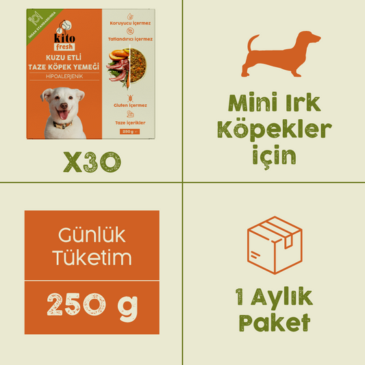 Kuzu Etli Kito Fresh x30 (Mini Irk Köpekler için Aylık Kito Fresh Paketi)
