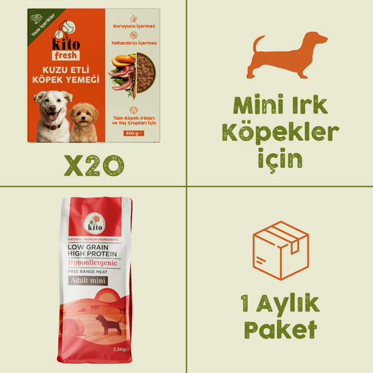 20 Adet Kito Fresh Kuzu Etli Köpek Yemeği %100 Taze İçerikli Mama + 2,5 kg  Yetişkin Mini Irk Köpek Maması