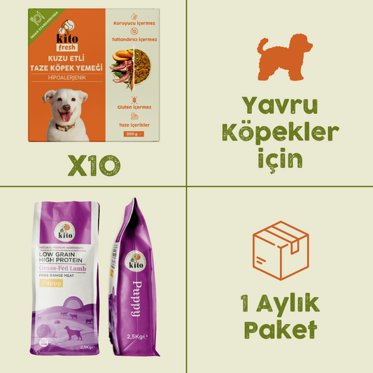 10 Adet Kuzu Etli Kito Fresh + 2,5 kg Yavru Köpek Maması