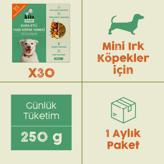 Dana Etli Kito Fresh x30 (Mini Irk Köpekler için Aylık Kito Fresh Paketi)