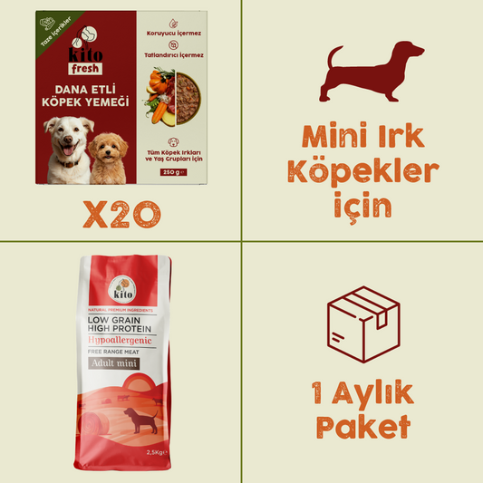 20 Adet Kito Fresh Dana Etli Köpek Yemeği %100 Taze İçerikli Mama + 2,5 kg  Yetişkin Mini Irk Köpek Maması