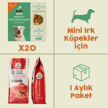 20 Adet Kito Fresh Dana Etli Köpek Yemeği %100 Taze İçerikli Mama + 2,5 kg  Yetişkin Mini Irk Köpek Maması