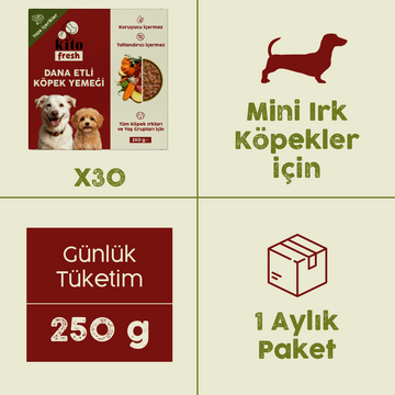 30 Adet Kito Fresh Dana Etli Köpek Yemeği %100 Taze İçerikli Mama (Mini Irk Köpekler için Aylık Kito Fresh Paketi)