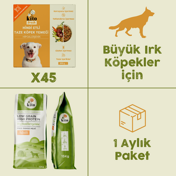 45 Adet Kito Fresh Hindi Etli Köpek Yemeği %100 Taze İçerikli Mama+ 15 kg Yetişkin Köpek Maması