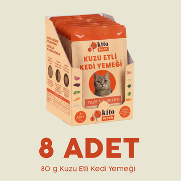 Kito Fresh Kuzu Etli Kedi Yemeği %100 Taze İçerikli Mama  80 g X 8 Adet