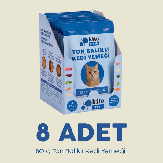 Kito Fresh Ton Balıklı Kedi Yemeği %100 Taze İçerikli Mama  80 g x 8 Adet
