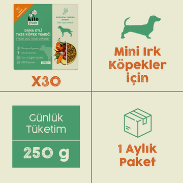 Mini Irk Köpekler İçin Dana Etli Aylık Kito Fresh Paketi