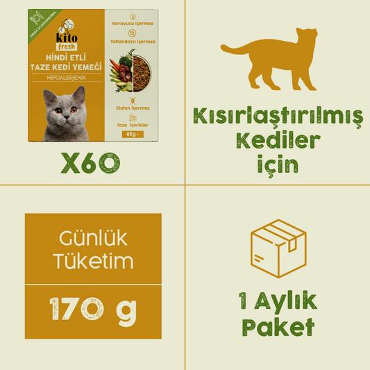 Yetişkin Kediler İçin Hindi Etli Aylık Kito Fresh Paketi