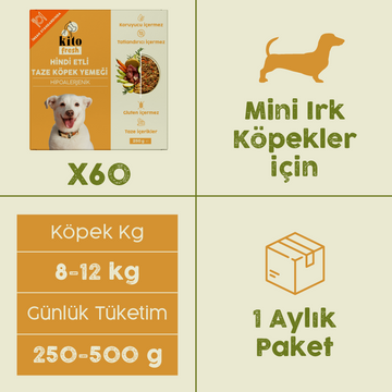 Hindi Etli Kito Fresh x60 (Orta Irk Köpekler için Aylık Kito Fresh Paketi)