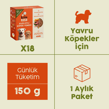 18 Adet Kuzu Etli Kito Fresh (Yavru Köpekler için Aylık Kito Fresh Paketi)