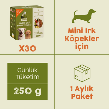 Tavuk Etli Kito Fresh x30 (Mini Irk Köpekler için Aylık Kito Fresh Paketi)