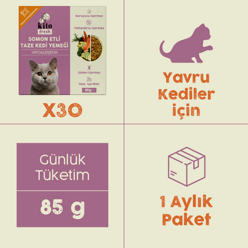 Yavru Kediler İçin Somon Etli Aylık Kito Fresh Paketi