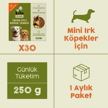 Tavuk Etli Kito Fresh x30 (Mini Irk Köpekler için Aylık Kito Fresh Paketi)