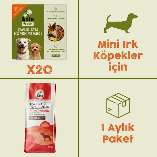 20 Adet Kito Fresh Tavuk Etli Köpek Yemeği %100 Taze İçerikli Mama + 2,5 kg  Yetişkin Mini Irk Köpek Maması