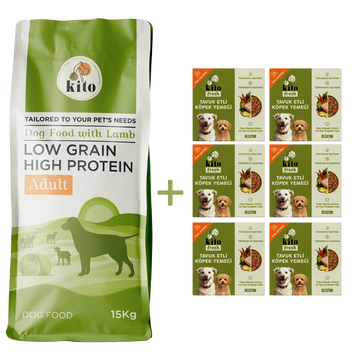 Adult Dog Food 15 KG + Kito Fresh Dog Food with Chicken X 6
