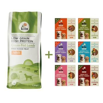 Kuzu Etli Yetişkin Köpek Maması 2,5 Kg + Kito Fresh %100 Taze İçerikli Mama Tanışma Paketi