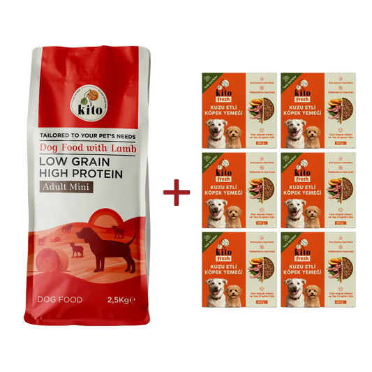 Adult Mini Dog Food 2,5 KG + Kito Fresh Dog Food with Lamb X 6