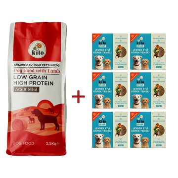 Kuzu Etli Yetişkin Mini Irk Köpek Maması 2.5 KG + 6 Adet Kito Fresh Levrek Etli %100 Taze İçerikli Mama
