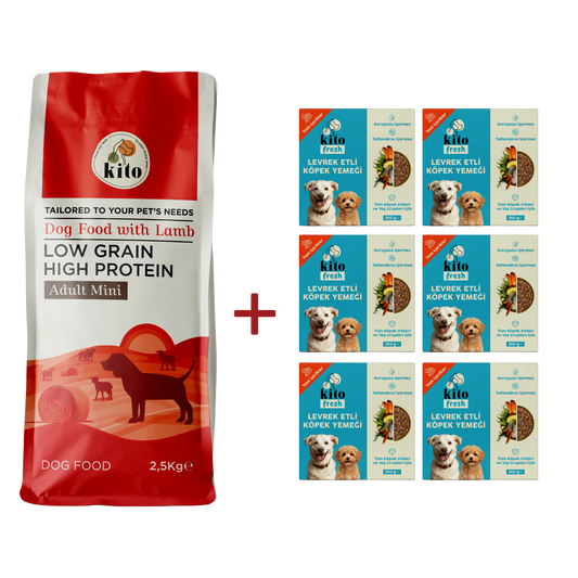Adult Mini Dog Food 2,5 KG + Kito Fresh Dog Food with Seabass X 6